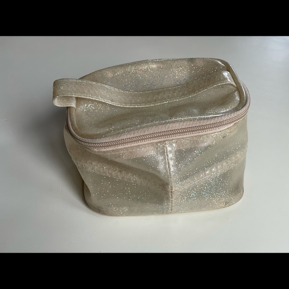 Vintage 80s Clear Glitter PVC Makeup Case - Picture 1 of 14